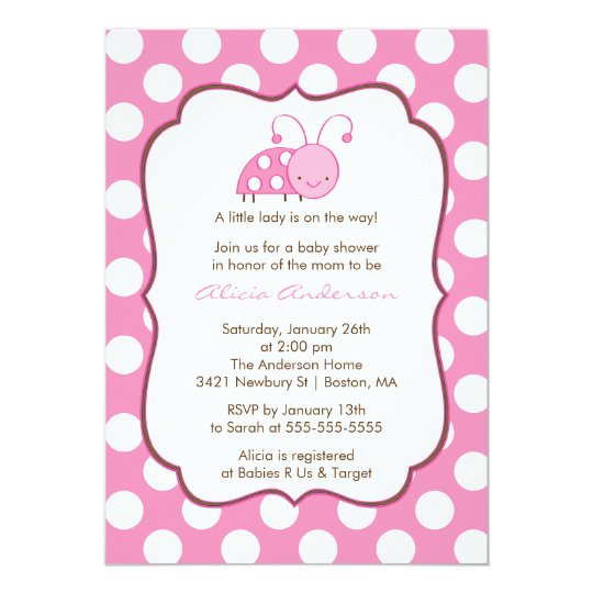 Sweet Pink Ladybugs Baby Shower Invitation | Zazzle