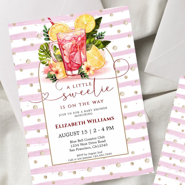 Sweet Pink Lemonade Baby Shower Invitation (Creator Uploaded)