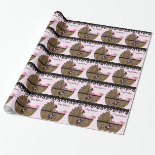 Sweet Pink Leopard Baby Shower Wrapping Paper