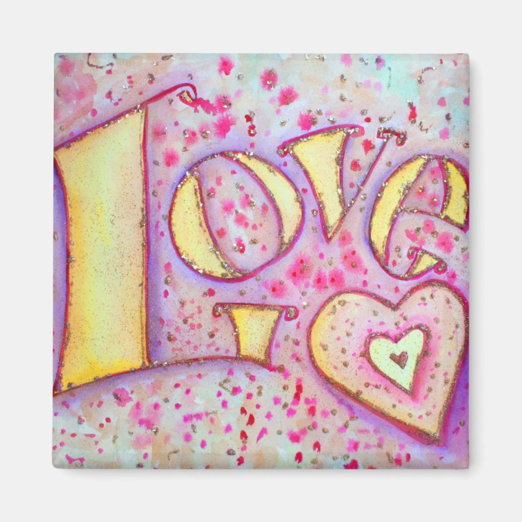Sweet Pink Love Word Art Inspirational Painting - DonnaBellas Angels