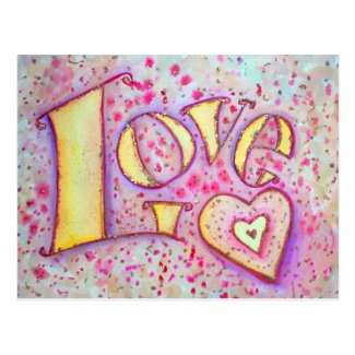 Sweet Pink Love Art Painting Postcard