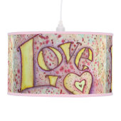 Sweet Pink Love Word Art Custom Pendant Lamp (Front)