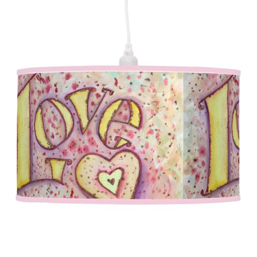 Sweet Pink Love Word Art Custom Pendant Lamp (Left)