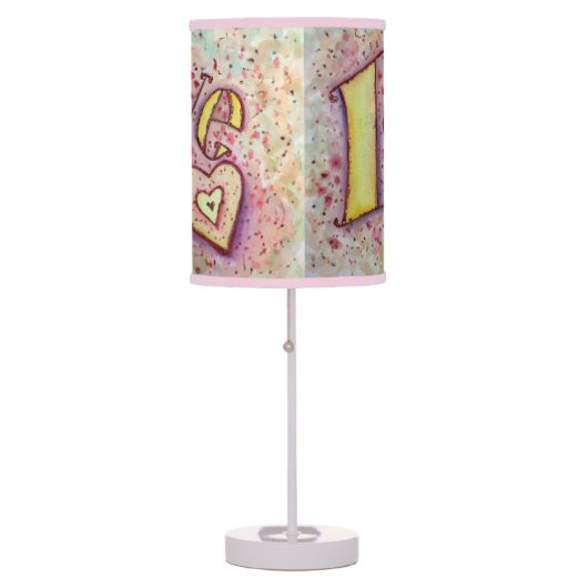 Sweet Pink Love Word Art Custom Table Lamp (Front)