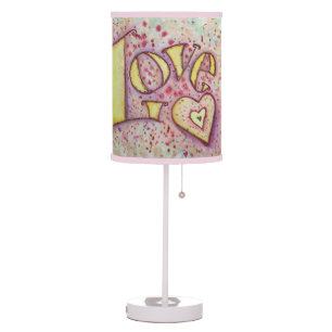 Sweet Pink Love Word Art Custom Table Lamp