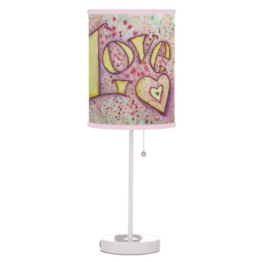 Sweet Pink Love Word Art Custom Table Lamp (Left)