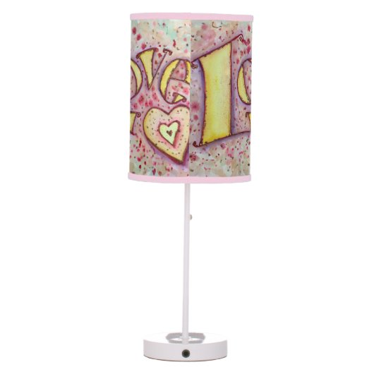 Sweet Pink Love Word Art Custom Table Lamp (Back)