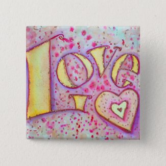 Sweet Pink Love Word Art Painting Button or Pin