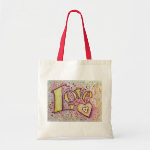 Sweet Pink Love Word Art Painting Tote Bag