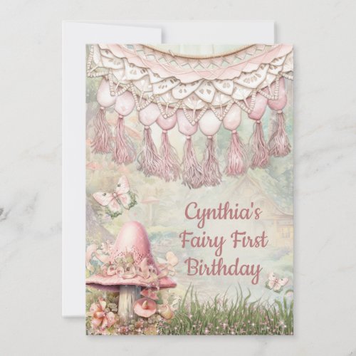 Sweet Pink Magic Forest Party Invitation