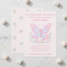 Sweet Pink Marshmallow Butterfly 1st Birthday 