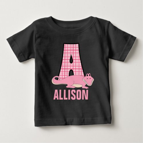 Sweet Pink Monogram A for Girls Baby T_Shirt