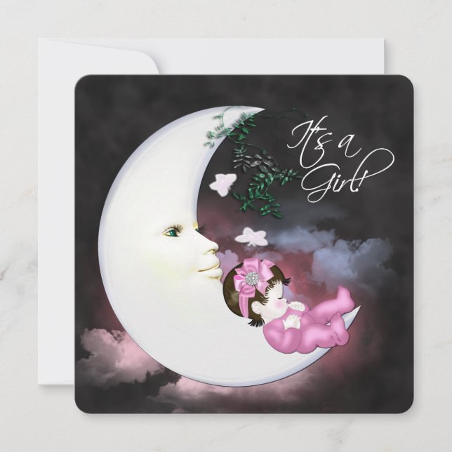 Sweet Pink Moon Baby Shower Invitation (Front)