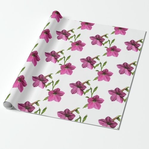 Sweet Pink Nicotiana Flower Pattern Wrapping Paper