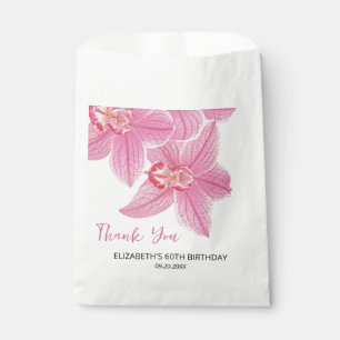 Sweet Pink Orchid Floral Birthday Thank You Favor Bag