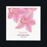 Sweet Pink Orchid Floral Greenery Birthday Napkins<br><div class="desc">Elevate your birthday celebration with our Sweet Pink Orchid Floral Greenery Paper Napkins. These elegant napkins feature a beautiful floral design that will add a touch of sophistication to your party decor. Customize with your name for a personalized touch that will impress your guests.</div>
