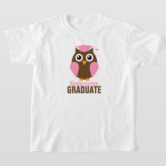 Sweet Pink Owl Kindergarten Graduate T-Shirt (Laydown)
