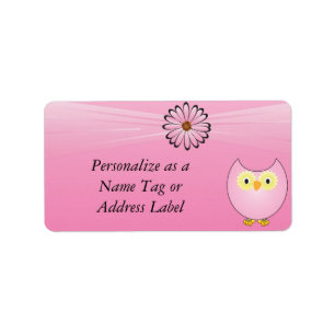 Sweet Pink Owl Label