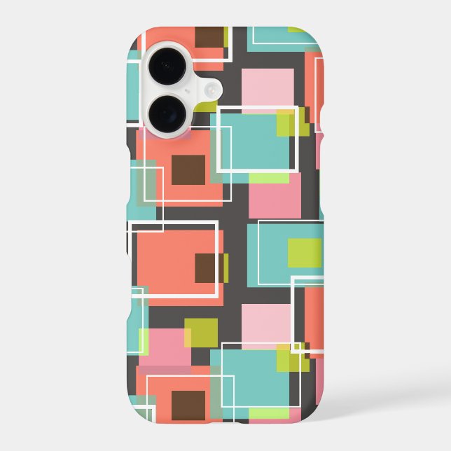 Sweet Pink Pastels Retro 70s Cubes Mod Art Pattern Case-Mate iPhone Case (Back)