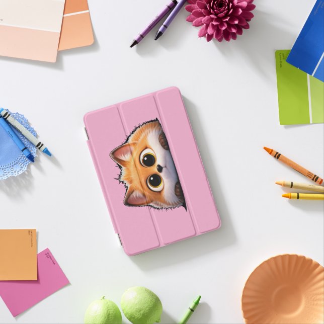 Sweet Pink Peekaboo Fox iPad Smart Cover (In Situ)