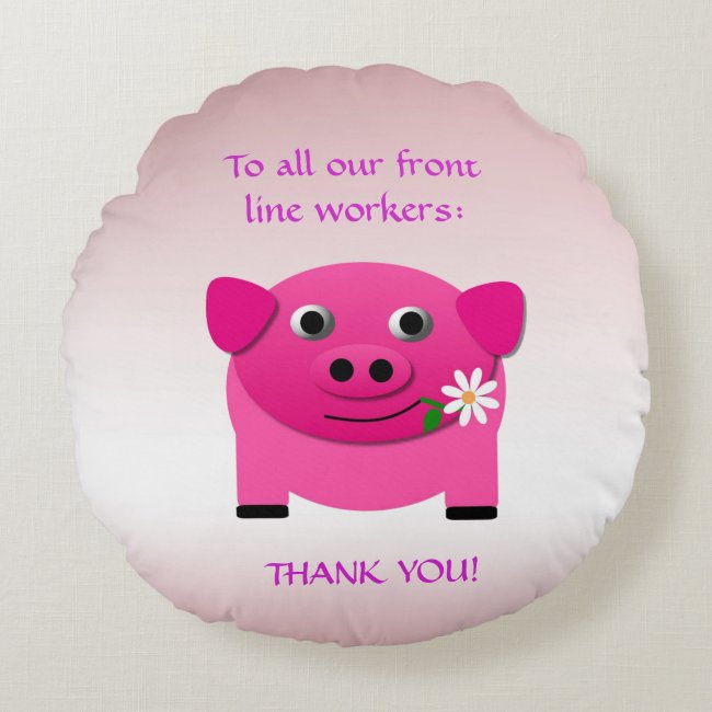 Sweet Pink Pig Gives Flower to Front Line Workers