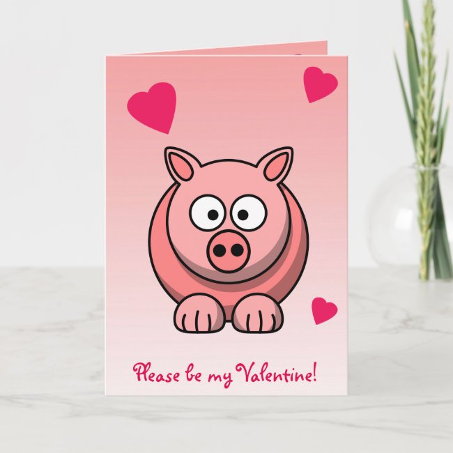 Sweet Pink Pig Valentine Card