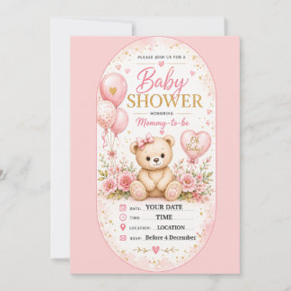 Sweet pink plaid baby shower design invitation
