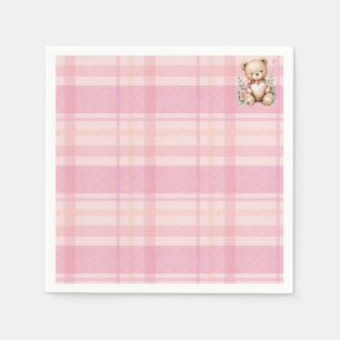 Sweet pink plaid baby shower napkins