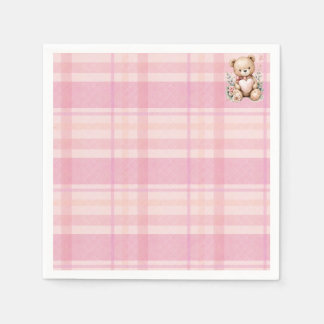 Sweet pink plaid baby shower napkins