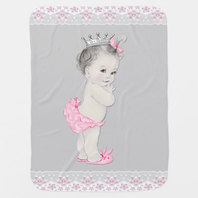 Sweet Pink Princess Baby Baby Blanket (Front)