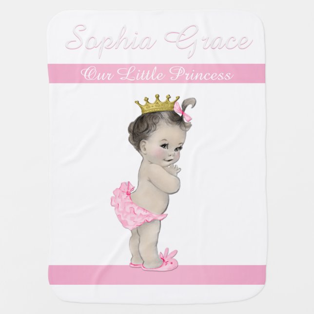 Sweet Pink Princess Baby Baby Blanket (Front)