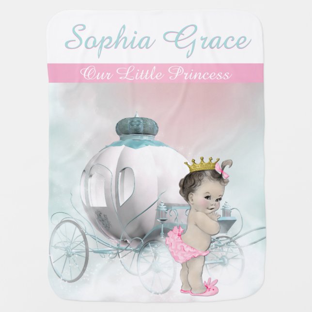 Sweet Pink Princess Baby Stroller Blanket (Front)