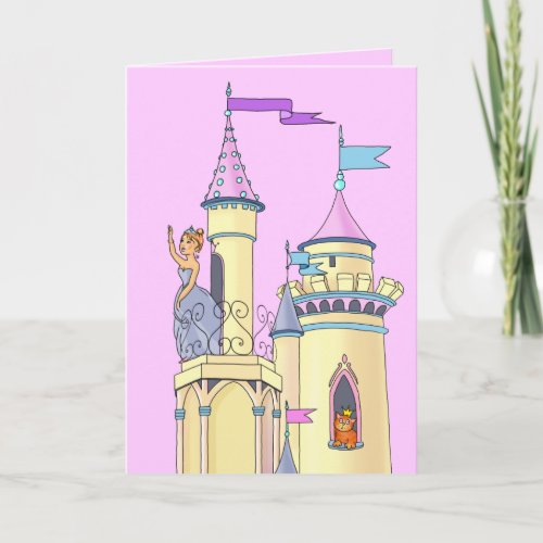 Sweet Pink Princess Castle _ Greeting Card