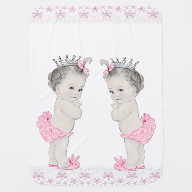 Sweet Pink Princess Twin Baby Receiving Blanket (Front)