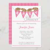 Sweet pink puppy baby shower invitations (Front/Back)
