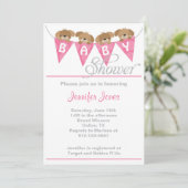Sweet pink puppy baby shower invitations (Standing Front)