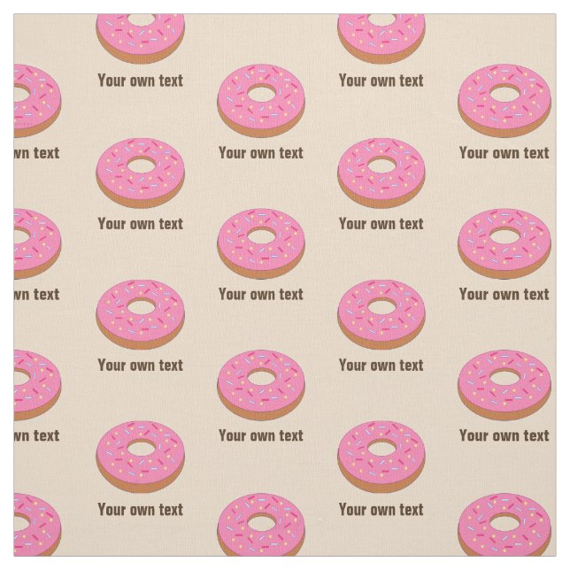 Sweet Pink Ring Donut on Beige - your text Fabric (Swatch)