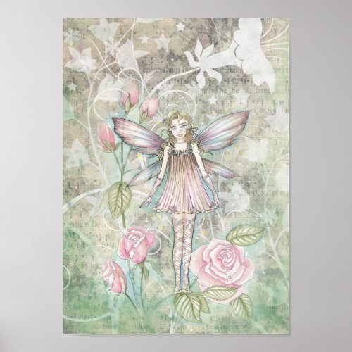 Sweet Pink Rose Fairy Poster