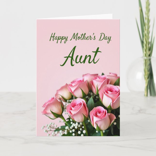 Sweet Pink Roses Mothers Day Card (Front)