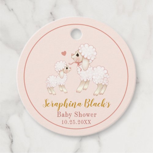 Sweet Pink Sheep Baby Shower Thank You Favor Tags