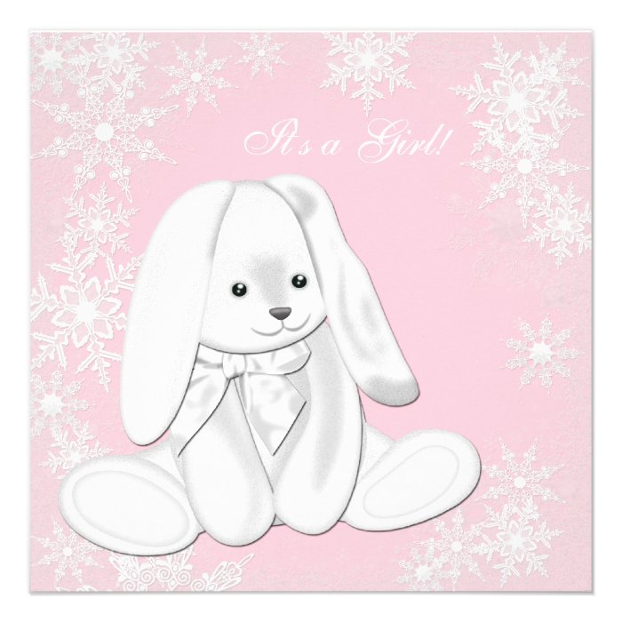 Sweet Pink Snowflake Winter Wonderland Baby Shower Announcement
