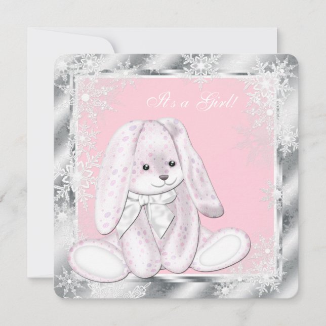 Sweet Pink Snowflake Winter Wonderland Baby Shower Invitation (Front)