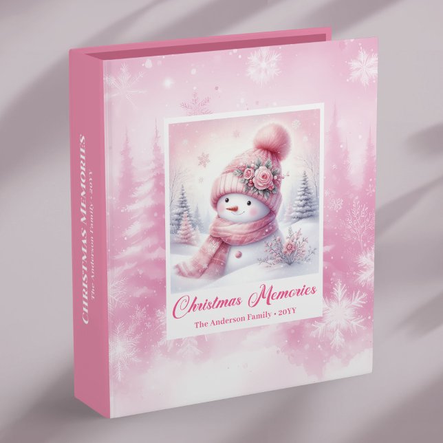Sweet Pink Snowman Cozy Forest Christmas Memory   3 Ring Binder (Sweet Pink Snowman Cozy Forest Christmas Memory Album Binder

)