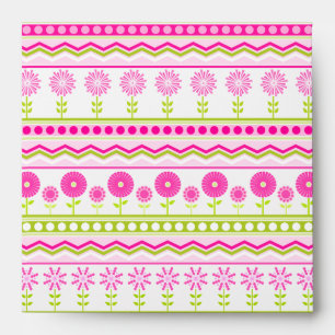 Sweet pink spring pattern with flowers and dots envelope