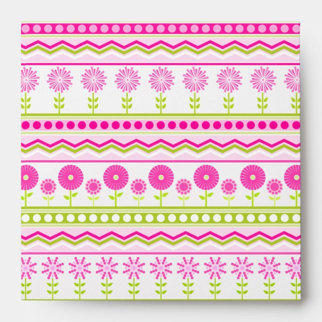 Sweet pink spring pattern with flowers and dots envelope (Front)