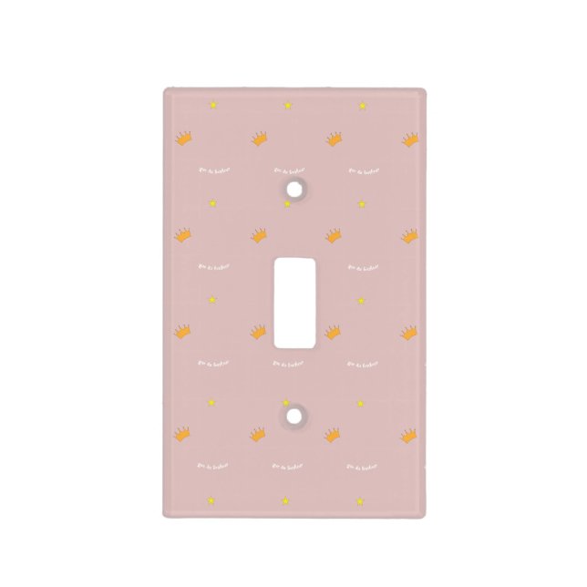 Sweet pink stars crowns prince princess cute happy light switch cover (Front)