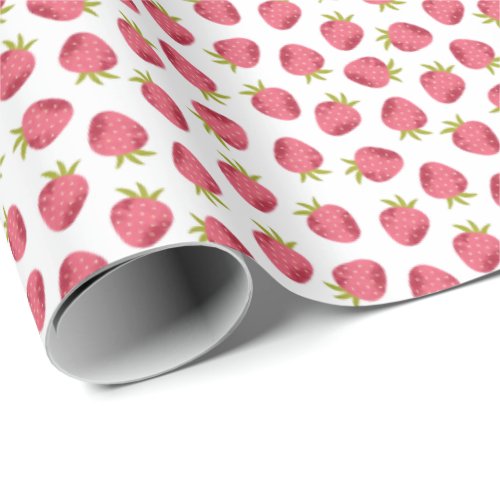Sweet Pink Strawberry Seamless Pattern Wrapping Paper