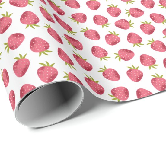 Sweet Pink Strawberry Seamless Pattern Wrapping Paper