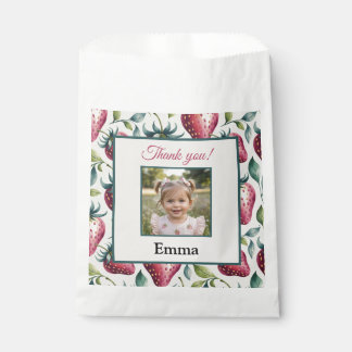 Sweet Pink Strawberry Thank You Photo Party Favor Bag