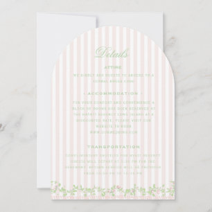 Sweet Pink Stripe Wedding Details Enclosure Card